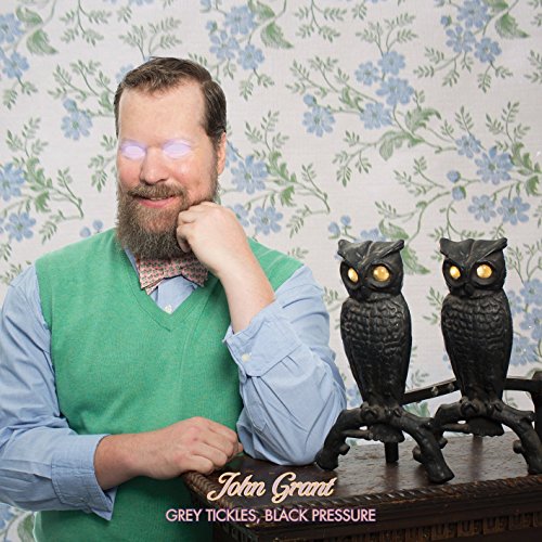 Album cover: man with owls, floral wallpaper, and text "John Grant".