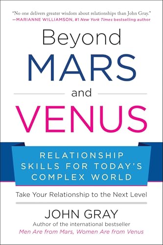 Book cover: "Beyond Mars and Venus" by John Gray, with pink and blue text.