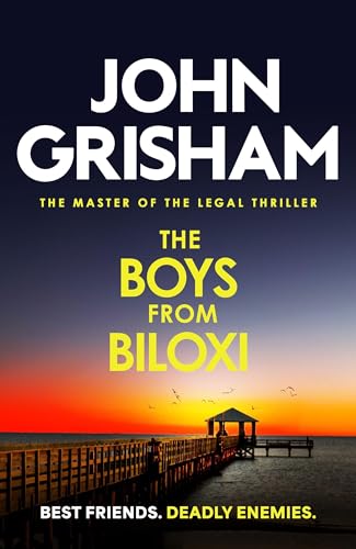 Book cover for "The Boys from Biloxi" with a pier at sunset.