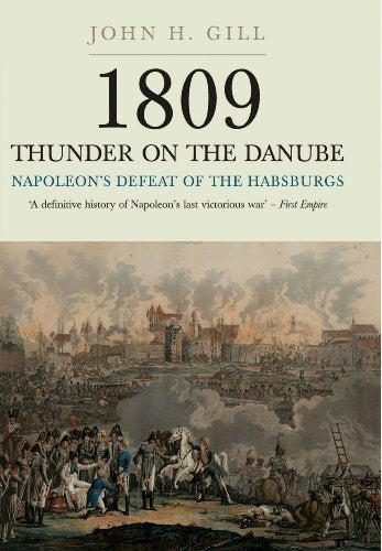 Book cover titled 1809 Thunder on the Danube featuring a historical battle scene painting.