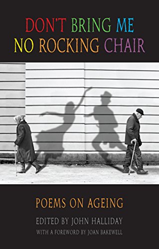 Book cover showing an elderly couple walking with canes casting shadows of dancing figures.