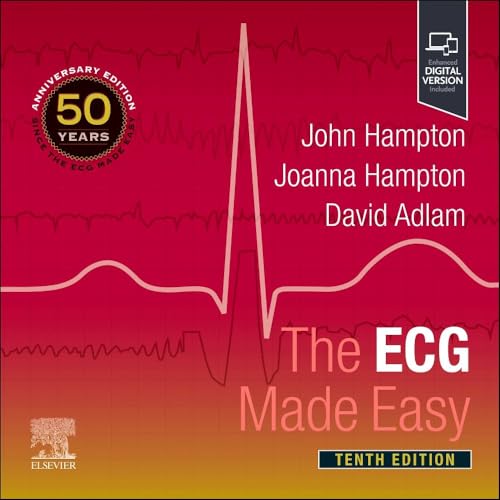 Book cover: “The ECG Made Easy”, tenth edition, with ECG waveform.