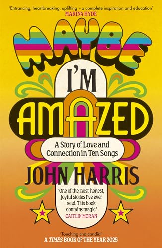 Book cover with colorful, swirling typography and two golden stars.