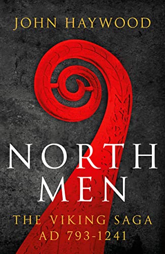 Book cover: "Northmen: The Viking Saga" with a red, swirling design.