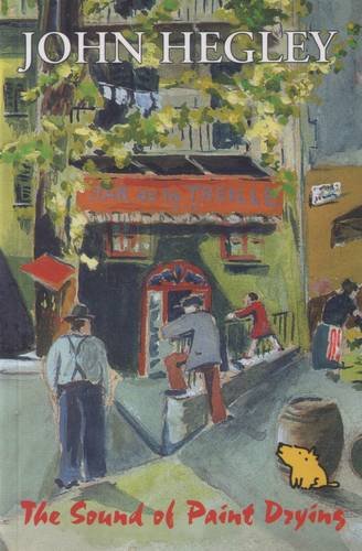Book cover with painted street scene, people, and a sleeping yellow cat.