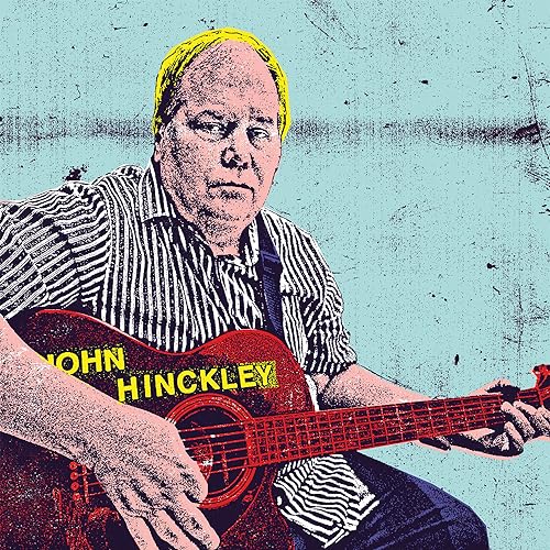 John Hinckley portrait with guitar, stylized in pop art aesthetic.