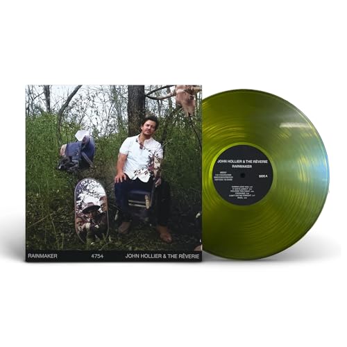 Album cover showing a man in a forest next to a translucent green vinyl.