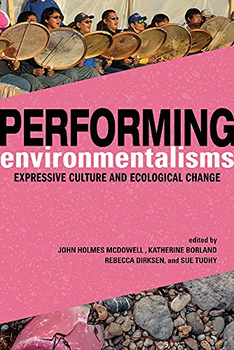 Book cover featuring a row of people playing hand drums, pink background.