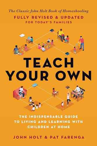 Book cover titled Teach Your Own with isometric illustrations of families learning at home.