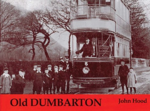 Sepia-toned photo of a vintage tram with a driver and gathered children.