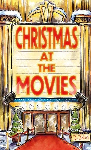Watercolor painting of a movie theater marquee reading "Christmas at the Movies".