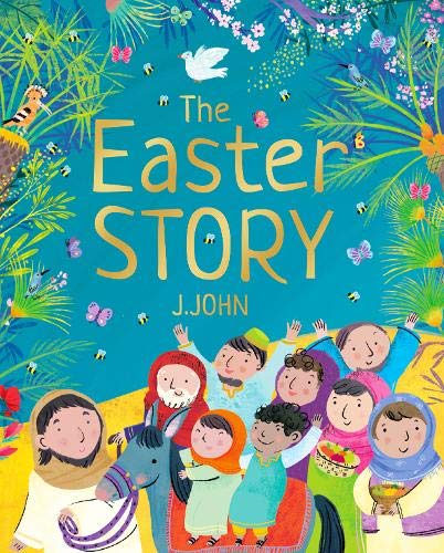 Children's book cover titled The Easter Story featuring colorful illustrations of people and animals.