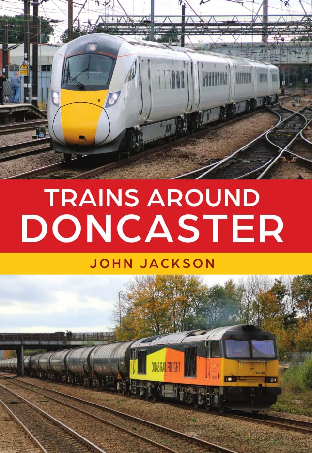 Book cover featuring passenger and freight trains on railway tracks.