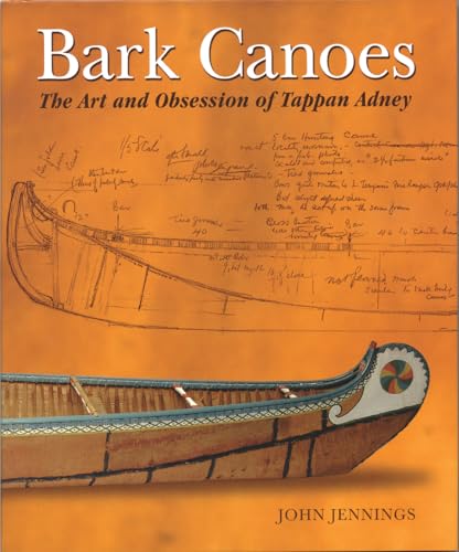Book cover featuring detailed drawings of birchbark canoes on orange background.