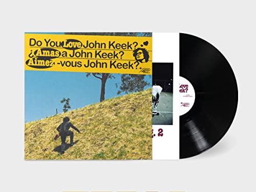 Vinyl record with colorful cover featuring a person skateboarding on a hill.