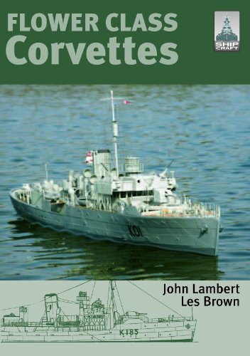 Book cover featuring a model Flower Class Corvette on water and a line drawing.