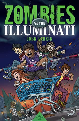 Book cover: "Zombies Vs. the Illuminati" with cartoon characters and zombies.