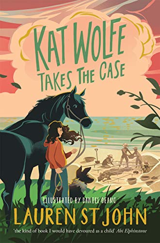 Book cover: woman with horse overlooking an archaeological dig site.