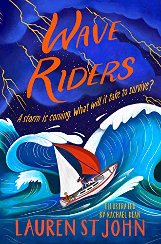 Book cover: sailboat battling large waves under a stormy, dark sky.