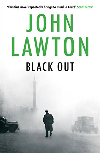 Book cover: “Black Out” by John Lawton, featuring a man walking in fog.