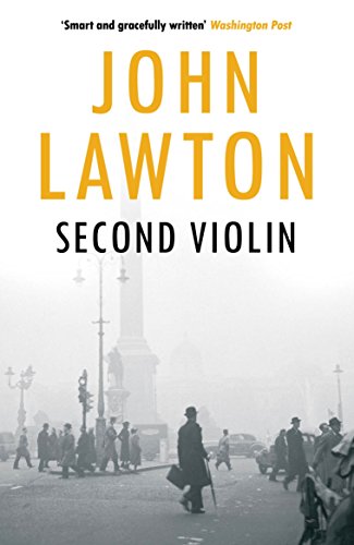 Book cover for “Second Violin” with a foggy city street scene.