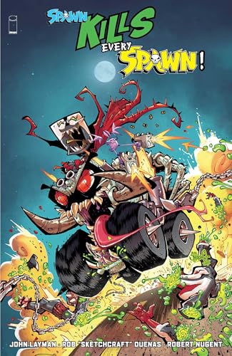 Comic book cover featuring the character Spawn in a dynamic, chaotic scene.