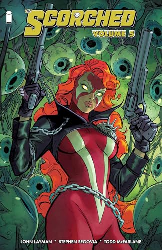 Comic book cover: red-haired woman with guns, surrounded by floating eyes.