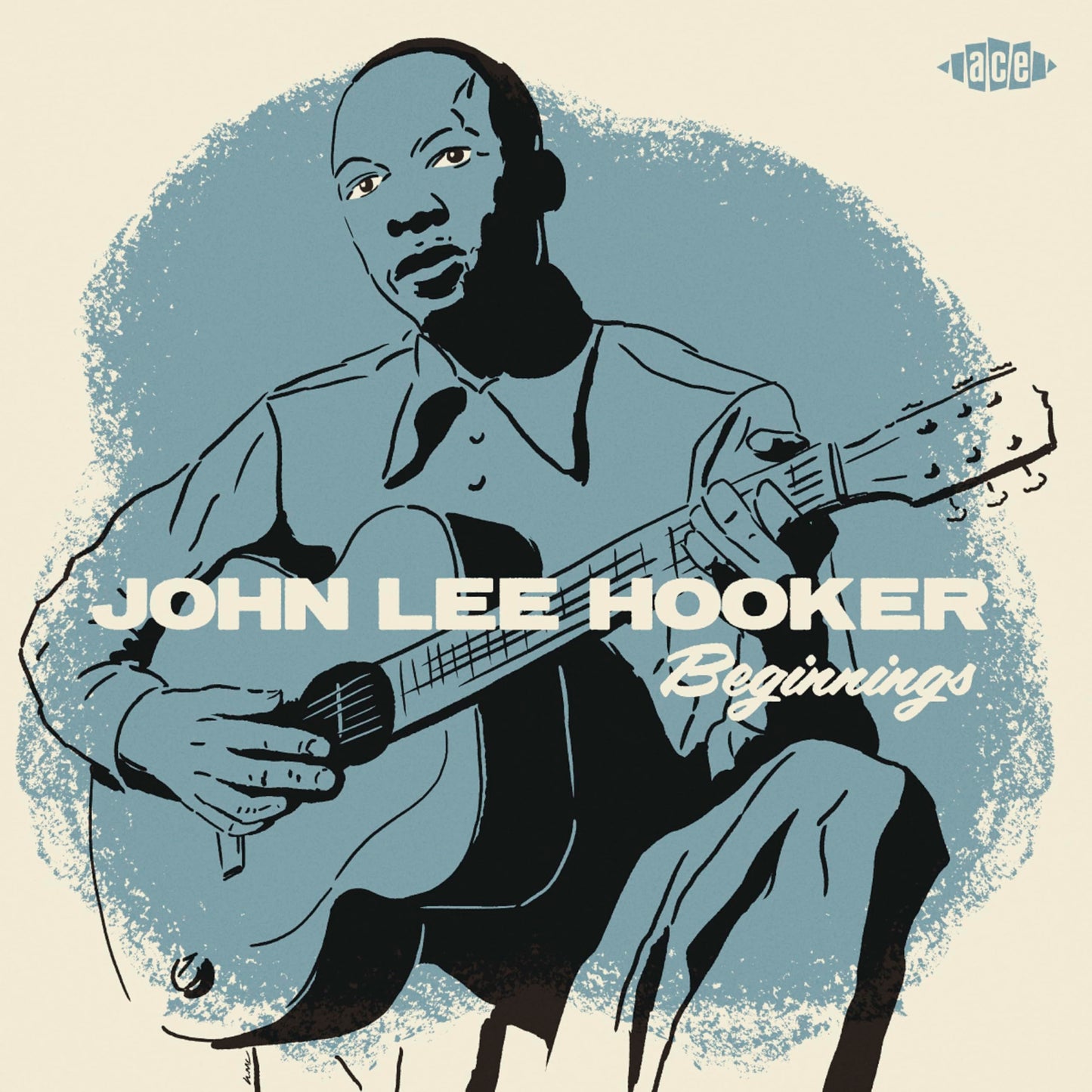 John Lee Hooker portrait on "Beginnings" EP vinyl record cover.