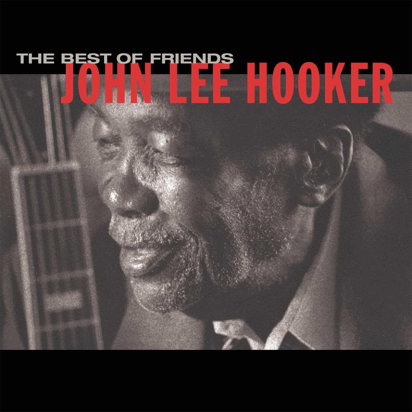 Black and white portrait of John Lee Hooker on a CD cover.