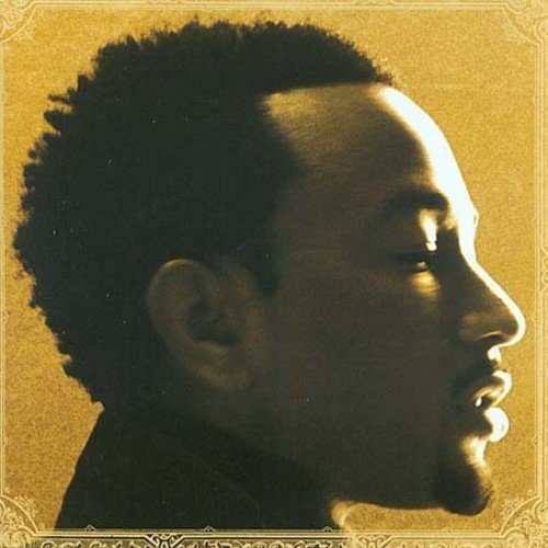 "John Legend's album cover, 'Get Lifted', featuring a sepia-toned profile portrait of the artist."