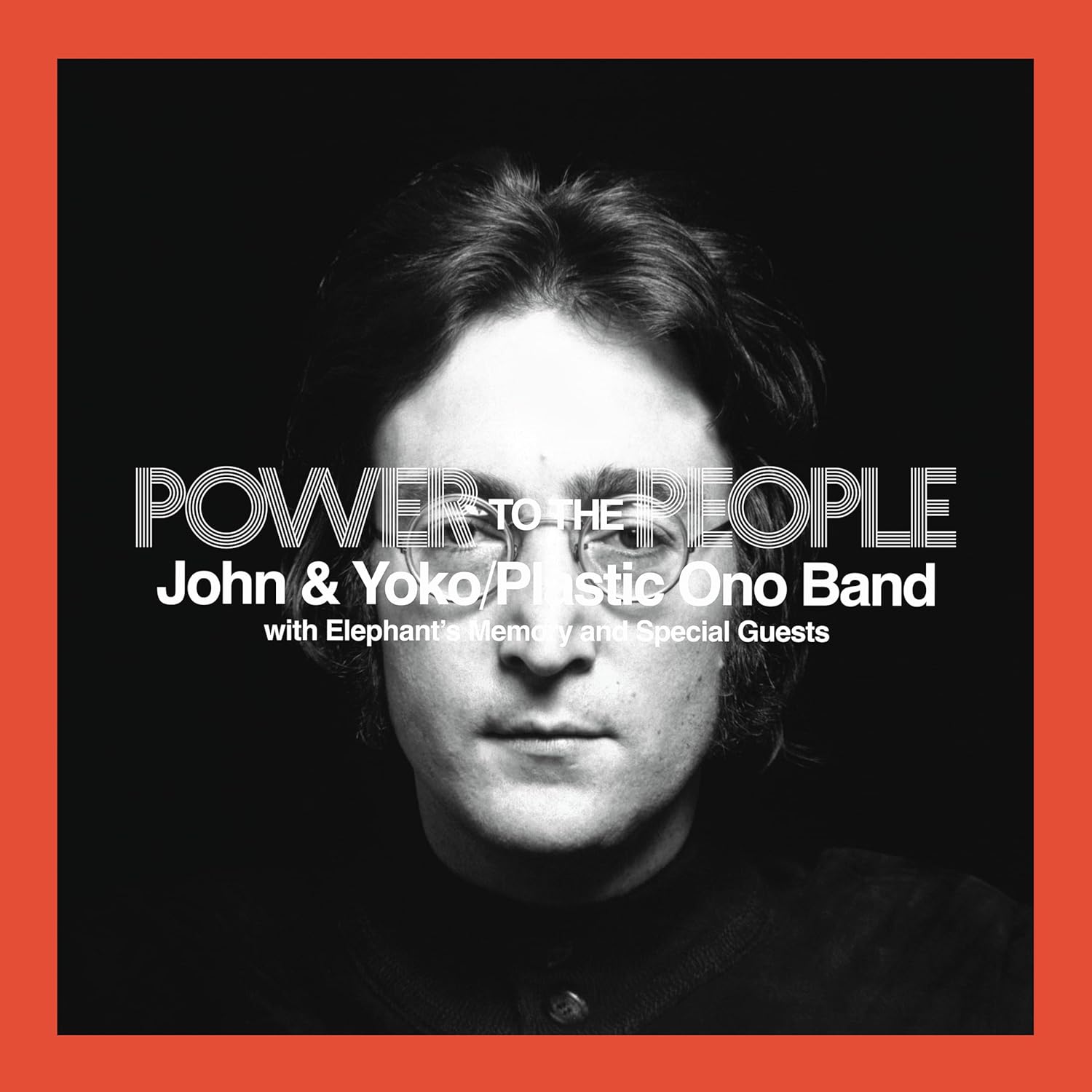 Black and white portrait of John Lennon with text “Power to the People”.