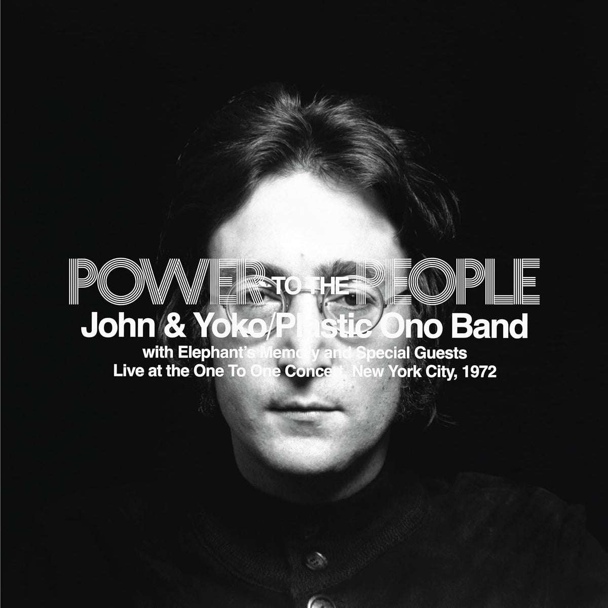 Black and white CD cover featuring John Lennon’s portrait and text.