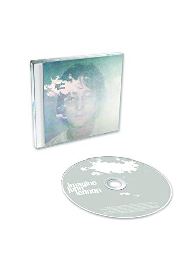 John Lennon Imagine CD case and disc featuring a portrait and cloud imagery.