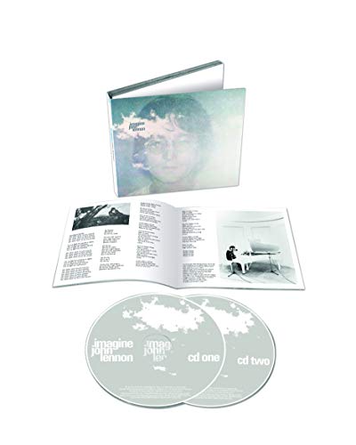 John Lennon's "Imagine" CD packaging with portrait and two discs.