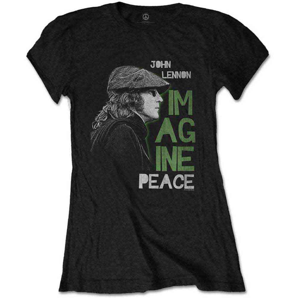 Ladies' black t-shirt with a John Lennon "Imagine Peace" graphic, size XX-Large.
