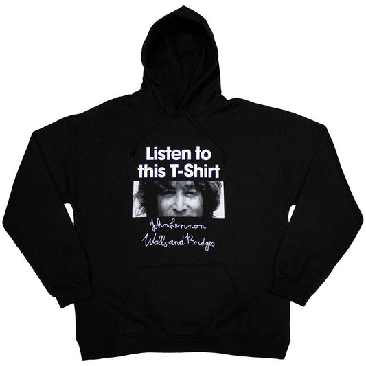 Black hoodie with John Lennon portrait and "Listen" text graphic.