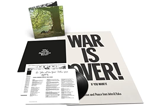 John Lennon Plastic Ono Band vinyl record set including posters, inserts, and album cover.