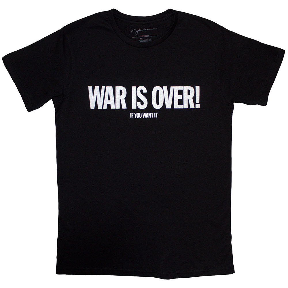 Medium t-shirt with John Lennon's "War Is Over" message graphic.