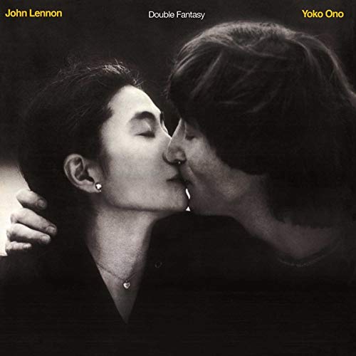 Black and white album cover featuring a close-up of John Lennon and Yoko Ono kissing.