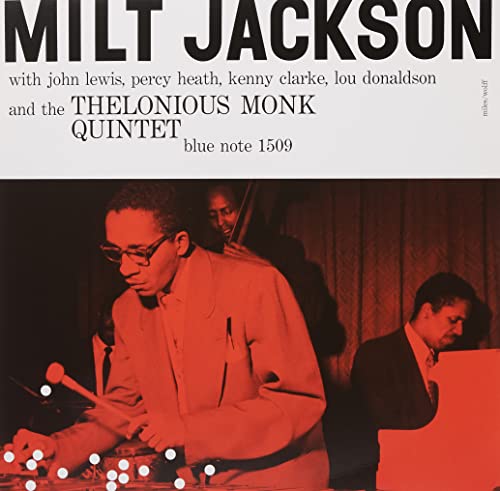 Jazz album cover featuring Milt Jackson playing the vibraphone, red tone.