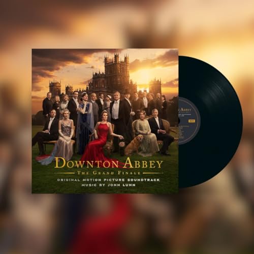Downton Abbey The Grand Finale vinyl record album cover featuring the cast and manor.
