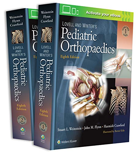 Three volume set of “Lovell and Winters Pediatric Orthopaedics” textbook with medical illustrations.