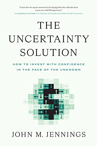 Book cover: "The Uncertainty Solution" with green and black geometric design.