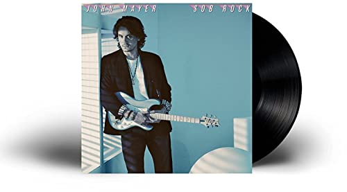 John Mayer’s “Sob Rock” vinyl record with album cover and black disc.