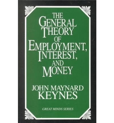 Green book cover with gold text: "The General Theory of Employment, Interest, and Money.