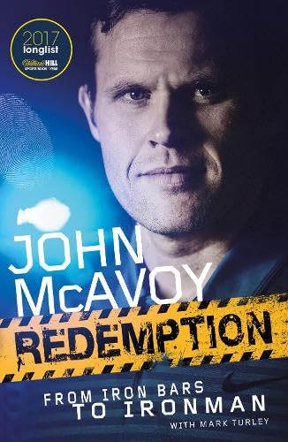 Book cover: close-up portrait of a man, title “Redemption: From Iron Bars to Ironman”.