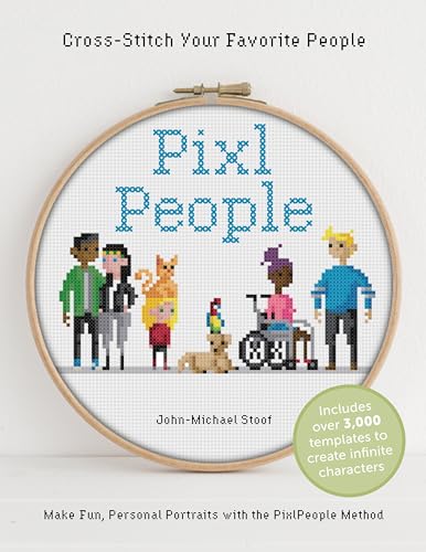 Book cover featuring pixel art people within a cross-stitch hoop.