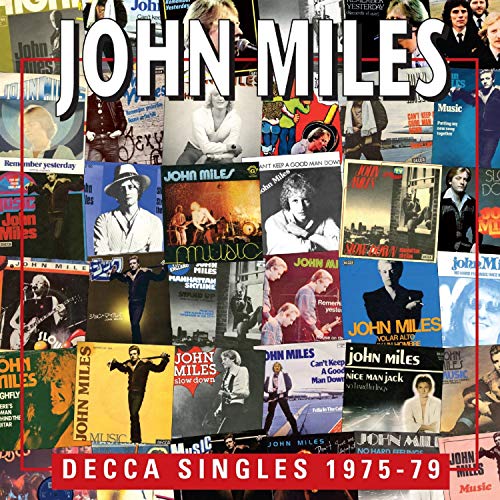 Collage of various John Miles album and single covers featuring the artist.