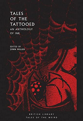 Book cover with red and black art of a spider and a woman.B