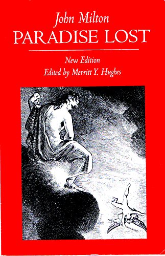 Red book cover for Paradise Lost featuring a black and white illustration of figures.